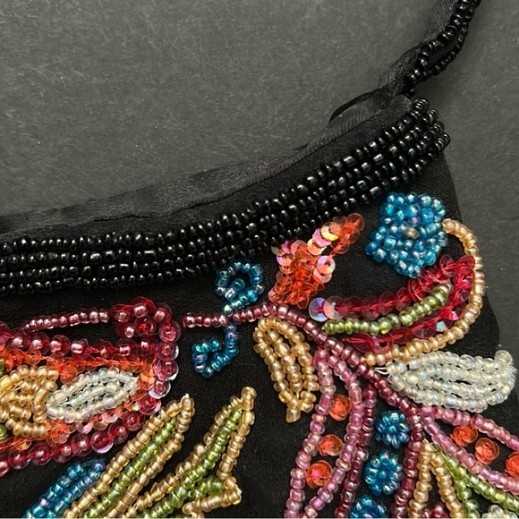 Express 90s Retro Style Black Beaded Women's Bag in Colorful Beads and Sequins - Picture 7 of 14